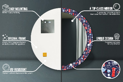 Miroir rond avec décoration Le symbole de londres