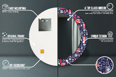 Miroir rond avec décoration Le symbole de londres