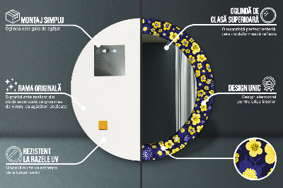 Miroir rond imprimé Douces petites fleurs