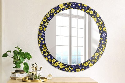 Miroir rond imprimé Douces petites fleurs