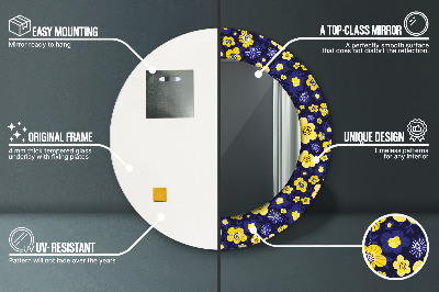 Miroir rond imprimé Douces petites fleurs
