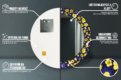 Miroir rond imprimé Douces petites fleurs