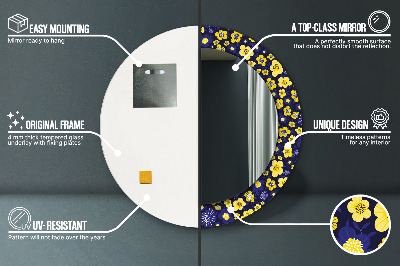 Miroir rond imprimé Douces petites fleurs