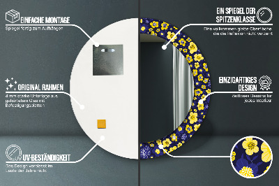 Miroir rond imprimé Douces petites fleurs