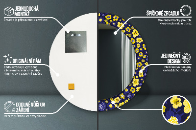 Miroir rond imprimé Douces petites fleurs