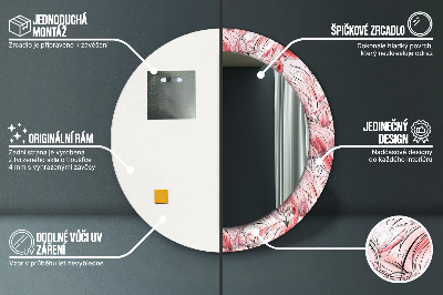 Miroir rond avec décoration Motif flamant rose