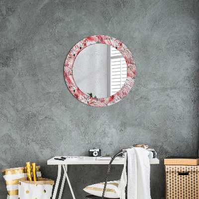 Miroir rond avec décoration Motif flamant rose