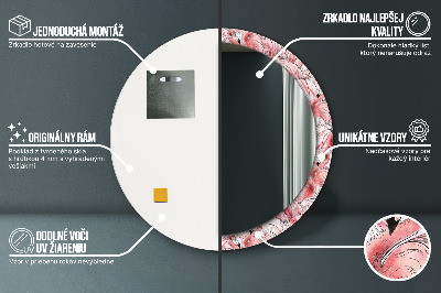 Miroir rond avec décoration Motif flamant rose