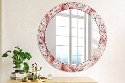 Miroir rond avec décoration Motif flamant rose