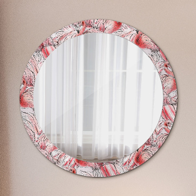 Miroir rond avec décoration Motif flamant rose