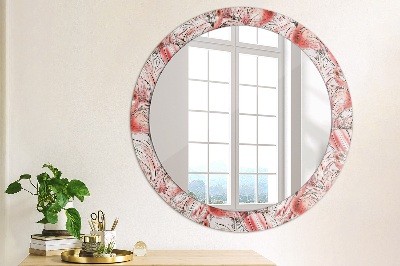 Miroir rond avec décoration Motif flamant rose