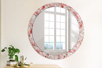 Miroir rond avec décoration Motif flamant rose