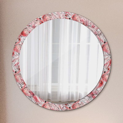 Miroir rond avec décoration Motif flamant rose