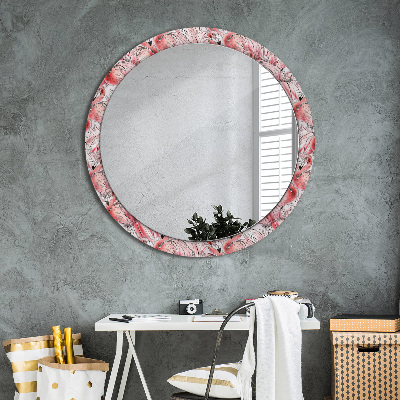 Miroir rond avec décoration Motif flamant rose