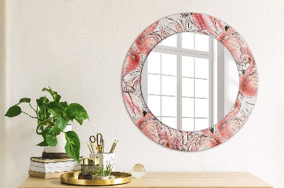 Miroir rond avec décoration Motif flamant rose