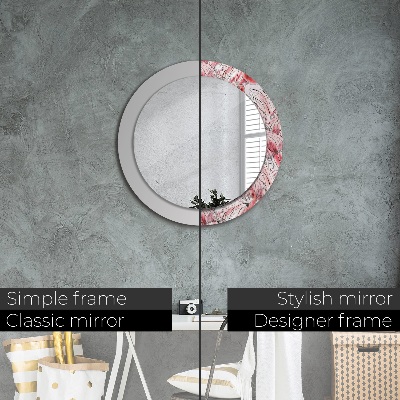 Miroir rond avec décoration Motif flamant rose