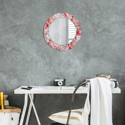 Miroir rond avec décoration Motif flamant rose