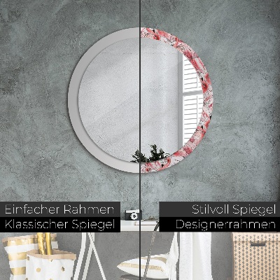 Miroir rond avec décoration Motif flamant rose