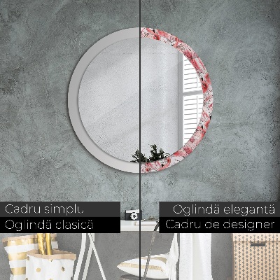 Miroir rond avec décoration Motif flamant rose