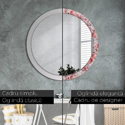 Miroir rond avec décoration Motif flamant rose