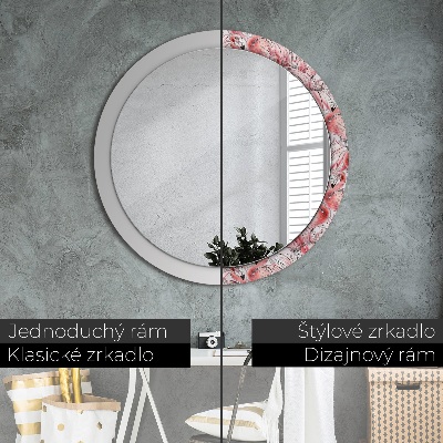 Miroir rond avec décoration Motif flamant rose