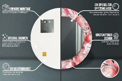 Miroir rond avec décoration Motif flamant rose