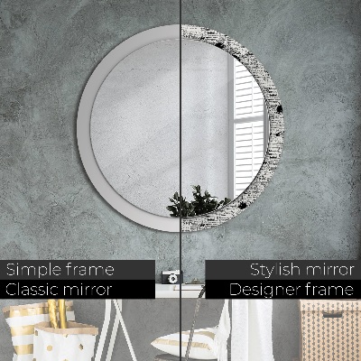Miroir rond imprimé Motif de gribouillage