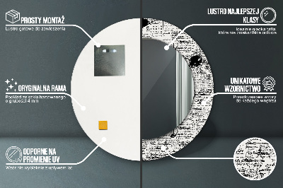 Miroir rond imprimé Motif de gribouillage
