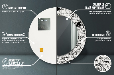 Miroir rond imprimé Motif de gribouillage