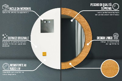 Miroir rond avec décoration Surface métallique
