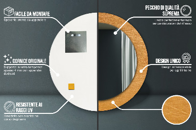 Miroir rond avec décoration Surface métallique