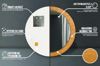 Miroir rond avec décoration Surface métallique
