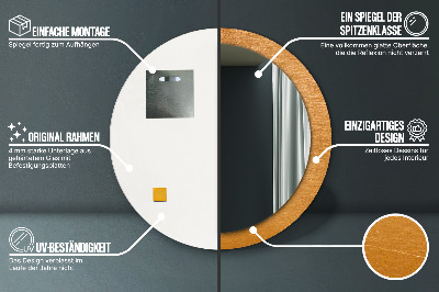 Miroir rond avec décoration Surface métallique