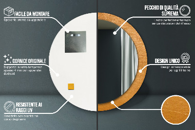 Miroir rond avec décoration Surface métallique