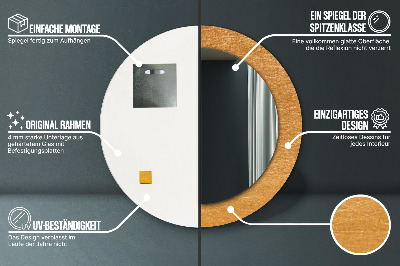 Miroir rond avec décoration Surface métallique
