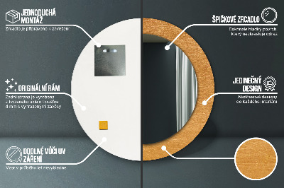 Miroir rond avec décoration Surface métallique