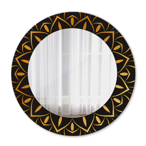 Miroir rond avec décoration Mandala doré