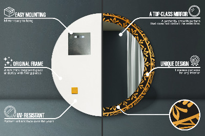 Miroir rond avec décoration Mandala doré