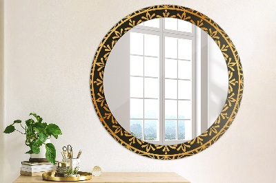 Miroir rond avec décoration Mandala doré