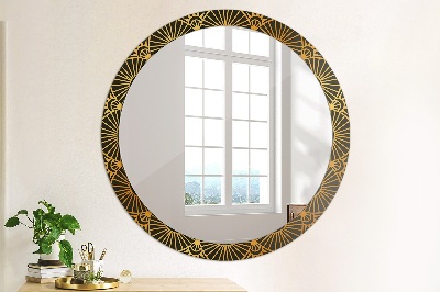 Miroir rond avec décoration Mandala doré