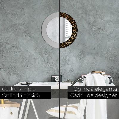 Miroir rond avec décoration Mandala doré