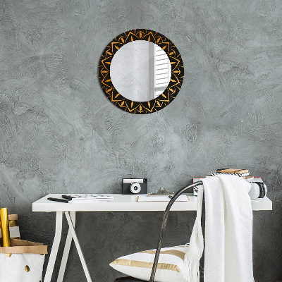 Miroir rond avec décoration Mandala doré