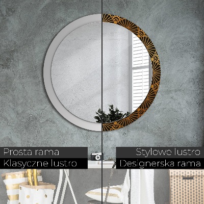 Miroir rond avec décoration Mandala doré