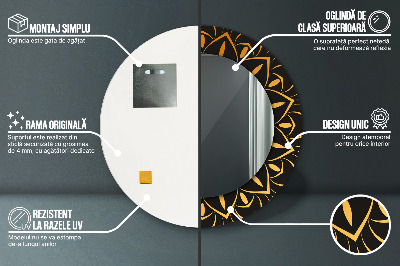 Miroir rond avec décoration Mandala doré