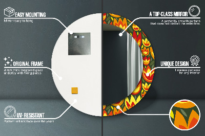 Miroir rond imprimé Tulipes rétro