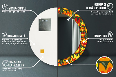 Miroir rond imprimé Tulipes rétro