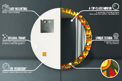 Miroir rond imprimé Tulipes rétro