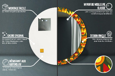 Miroir rond imprimé Tulipes rétro