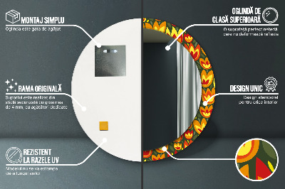 Miroir rond imprimé Tulipes rétro