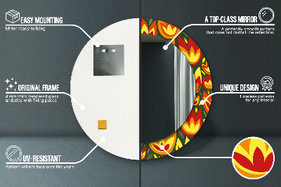 Miroir rond imprimé Tulipes rétro